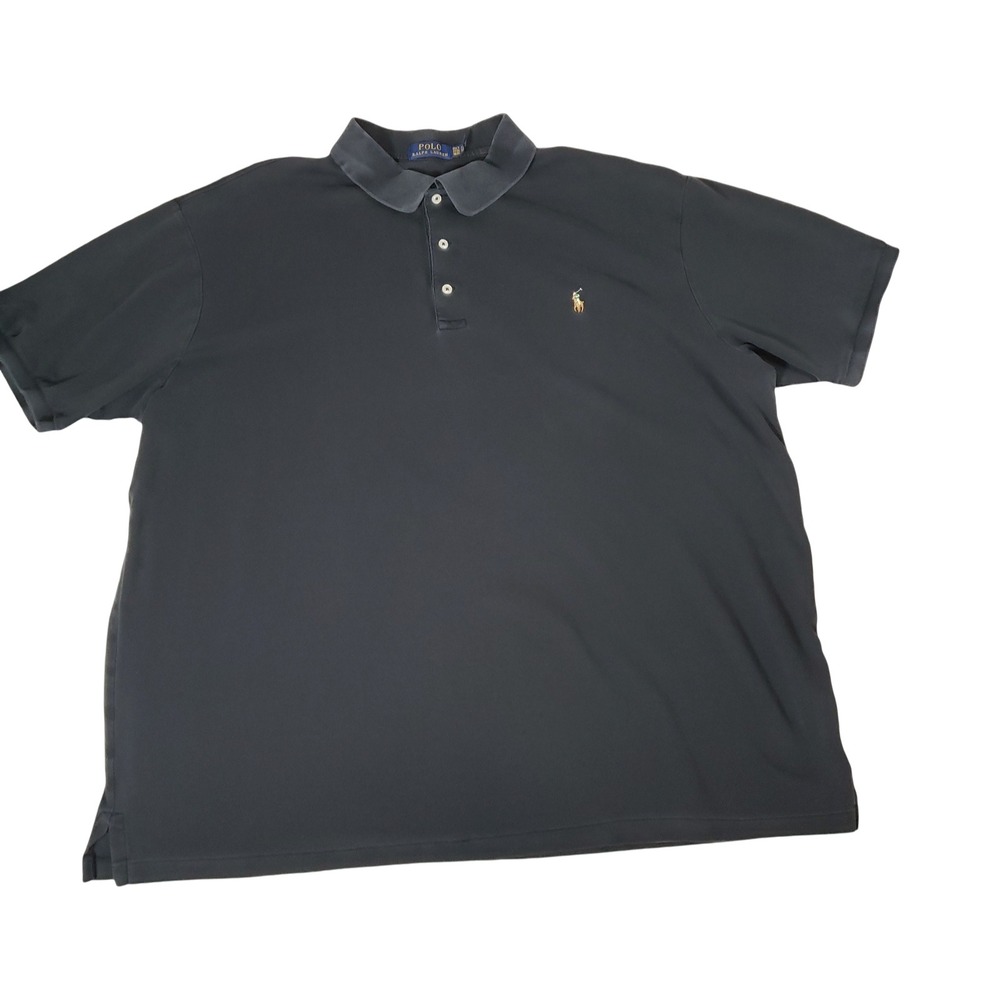 Polo Ralph Lauren Mens 3XLT Black Short Sleeve Cotton Polo Shirt Pony Logo